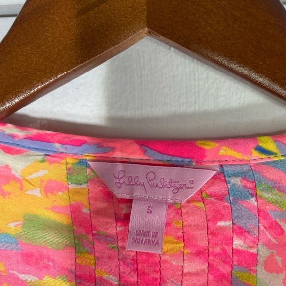 Lilly Pulitzer Women's Daylen Tunic Small Multi Palm Beach Coral Blouse Floral - Picture 4 of 12